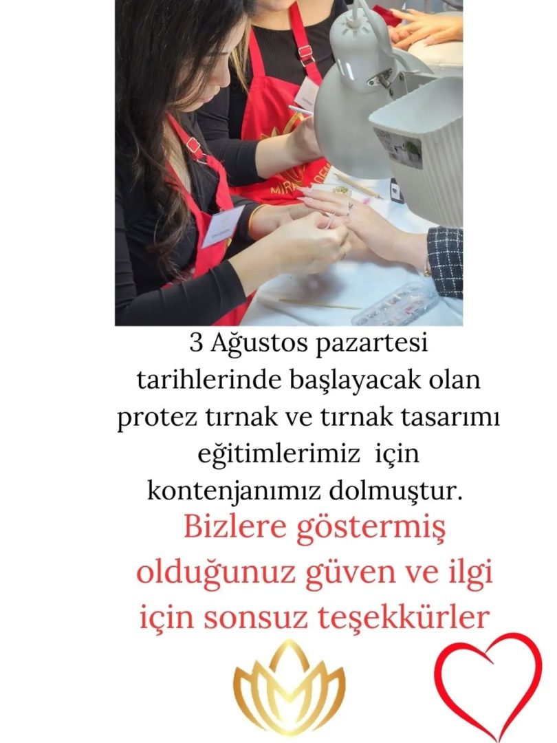 Ilginize Sonsuz Teşekkürler
10 gün süren eğitimlerimizle siz de protez tırnak alanında uzman olabilir yüksek kazançlar elde edebilirsiniz.
Eğitimlerimizde model ve malzemeler kurum tarafından temin ediliyor
Mesleğe uygun eğitim alıp sektörde adınızdan söz ettirin
MEB onaylı eğitim programlarımızla sektörde fark yaratacak uzmanlar yetiştiriyoruz. Uygulamalı eğitimler, güncel teknikler, işe yönlendirme desteği ve bol bol pratik!
🔹 Güzellik Uzmanlığı
🔹 Kalıcı Makyaj
🔹 Protez Tırnak
🔹 İpek Kirpik
🔸20 Yıllık Tecrübe
📍C.Atuf Kansu Cd.No:130/34
#ipekkirpik #proteztırnak #proteztırnakegitimi #ipekkirpikegitimi guzellikuzmanligi kalicimakyaj kalıcımakyajegitimi